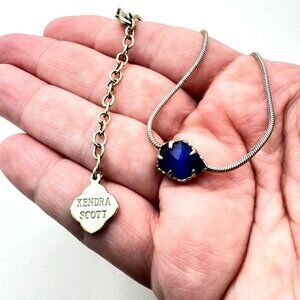 Kendra Scott Mara Necklace Gold Tone Cobalt Blue Pendant